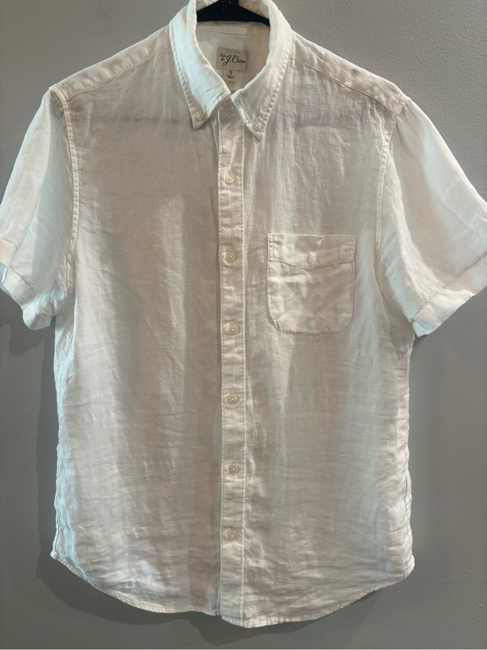 J.Crew  Baird McNutt White Irish Linen Short Sleeve Button-Down Size S